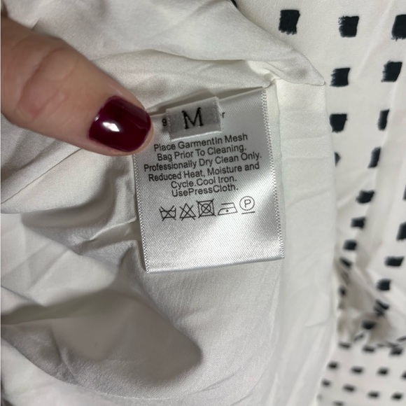 White Black Two-Tone Polka Dot Pleated Midi Dress Classic Stylish Elegant Modest - Picture 14 of 16